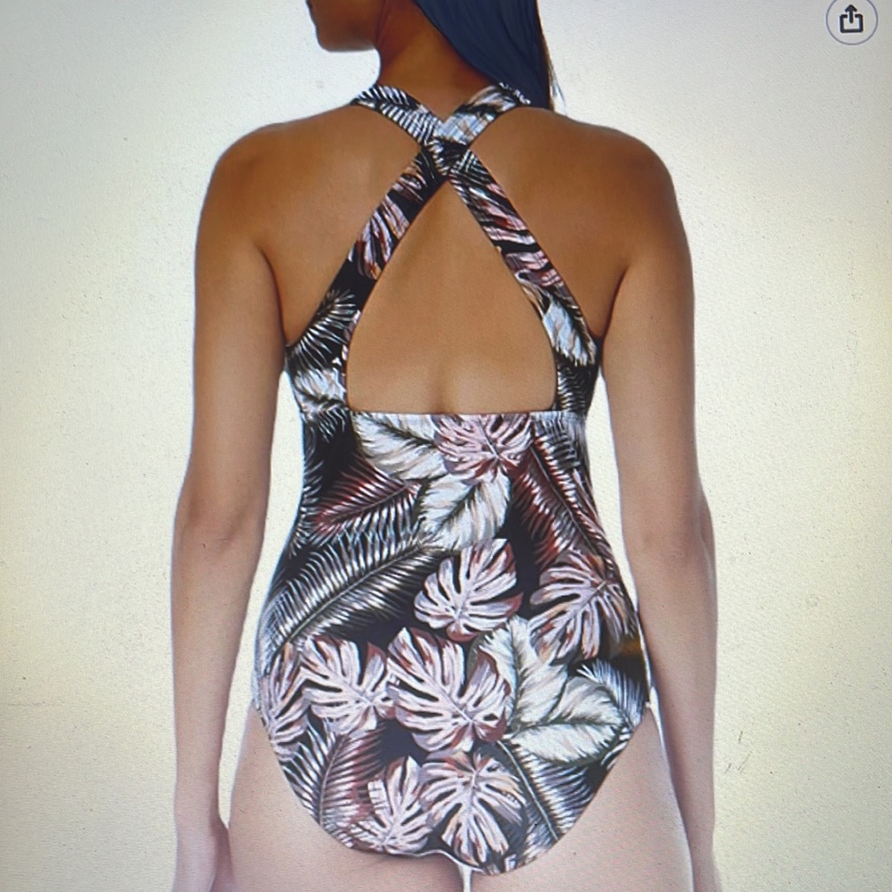 Hurley Scattered Palm One Piece V Neck Swimsuit Size Medium NWT - Picture 2 of 15
